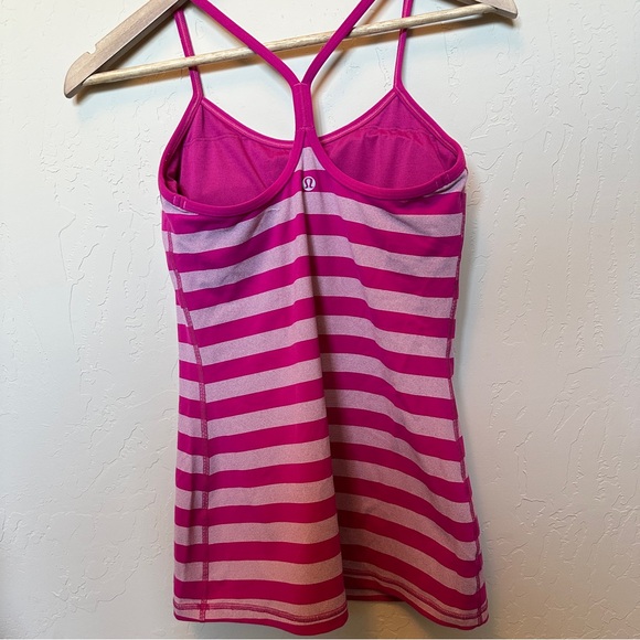 Lululemon Pink Striped Y back Tank Top Size 2 - Picture 4 of 8